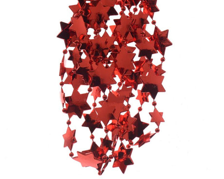 Decoris catena di artigli stella in plastica 270cm rosso natalizio