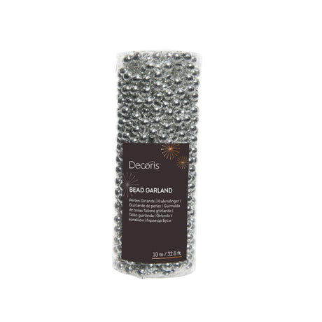 Ghirlanda di perline Decoris argento in plastica dia0,8 cmx10 metri