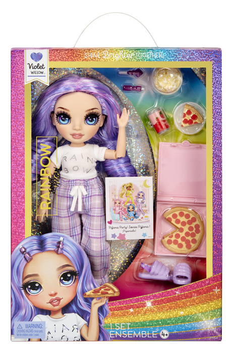 Pigiama party Rainbow High Junior High - 23 cm - viola (viola) - bambola alla moda