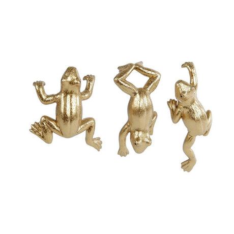 Cozydecor statua rana in polystone 6,5x8x3 cm oro per il bordo dei vasi da fiori