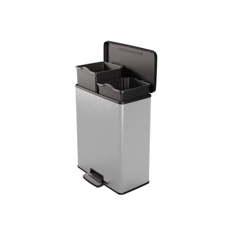 Pattumiera decorativa Curver duo a pedale 26l+26l argento metallizzato