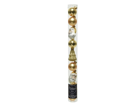 Decoris Set statuette natalizie tubo di vetro 9 pezzi oro