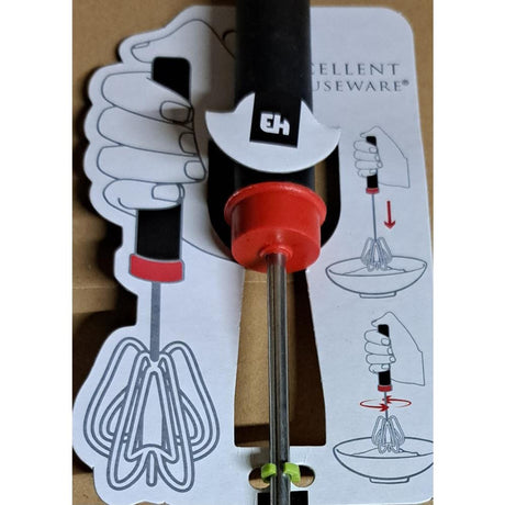 Eccellente frusta a pressione per casalinghi in plastica con acciaio inossidabile 26x6x6 cm rossa