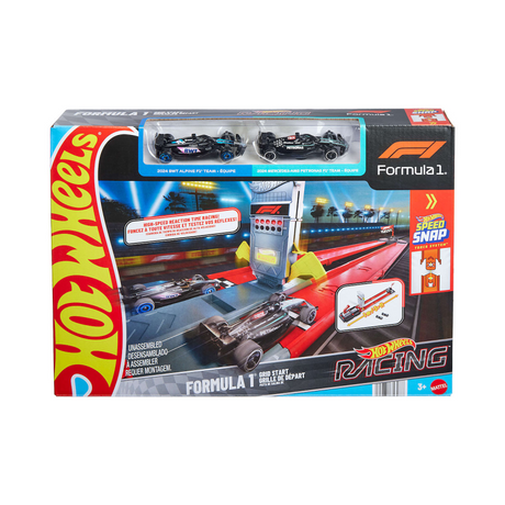 Set pista di partenza Hot Wheels Racing Formula 1 e 2 auto F1 in metallo