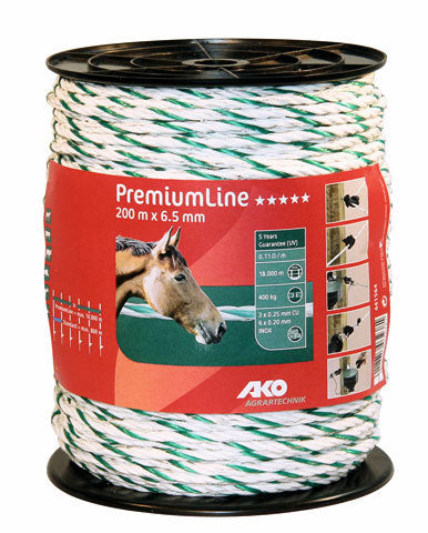 Cavo per scossa elettrica Ako Products Premiumline bianco verde 6 5 mm 200 m