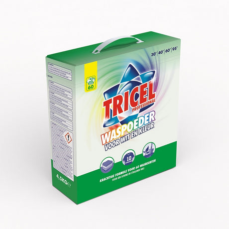 Detersivo in polvere per prodotti Tricel per colore bianco 4 5 kg