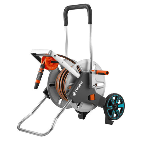 Prodotti Gardena set carrello portagomma in metallo Aquaroll M Easy