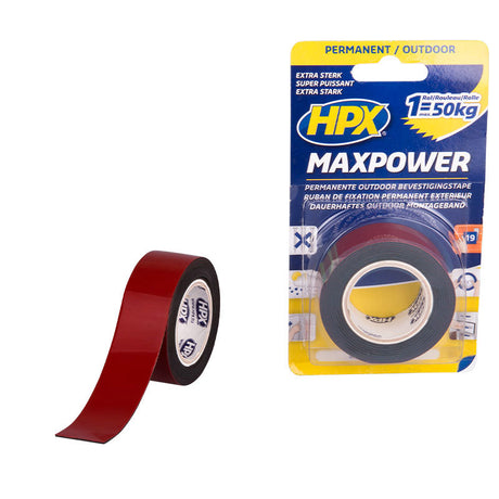 Nastro biadesivo prodotti HPX maxpower outdoor nero 25mm x 15m