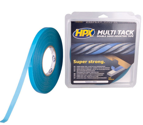 Nastro multiaderente biadesivo prodotti HPX semi trasparente 12 mm x 25 m