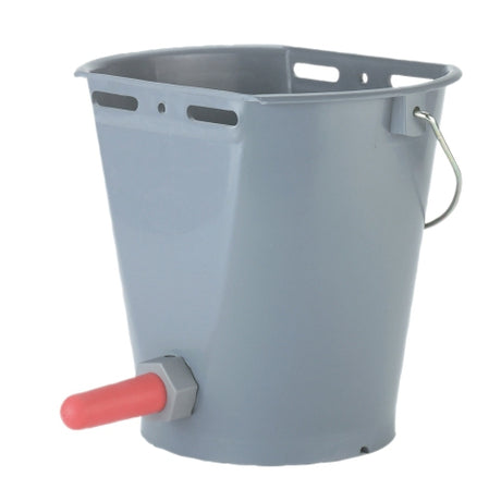 Secchiello per vitelli in plastica appiattita di colore grigio nudo