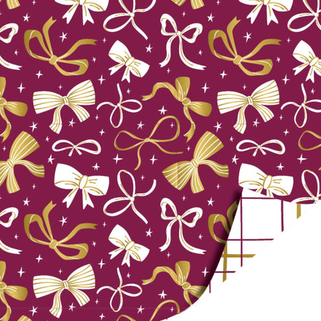 Kassaplan coated cadeaupapier dubbelzijdig 50cm 100m bows burgundy purple