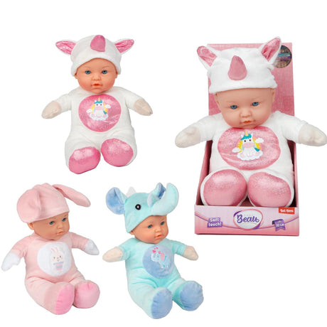 Toi-toys bella bambola morbida in costume da animale 31 cm 3 assortiti