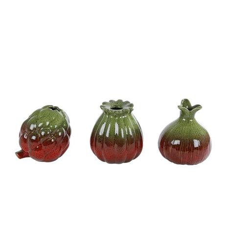 Vaso Cozydecor vegetale verde rosso in terracotta 12x10x15,5 cm