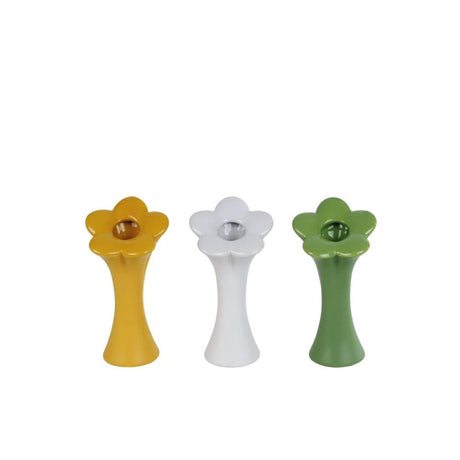 Cosydecor vaso fiori verde giallo bianco 7x7x15cm