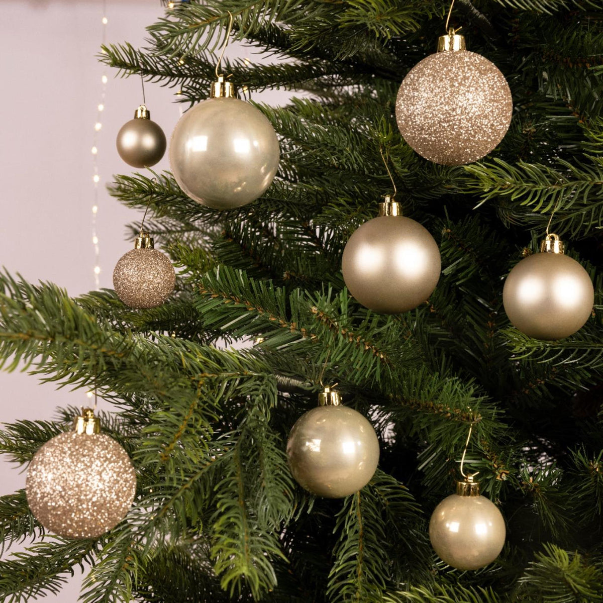 Decoris palline di Natale in plastica oro chiaro mix di finiture 30 pezzi