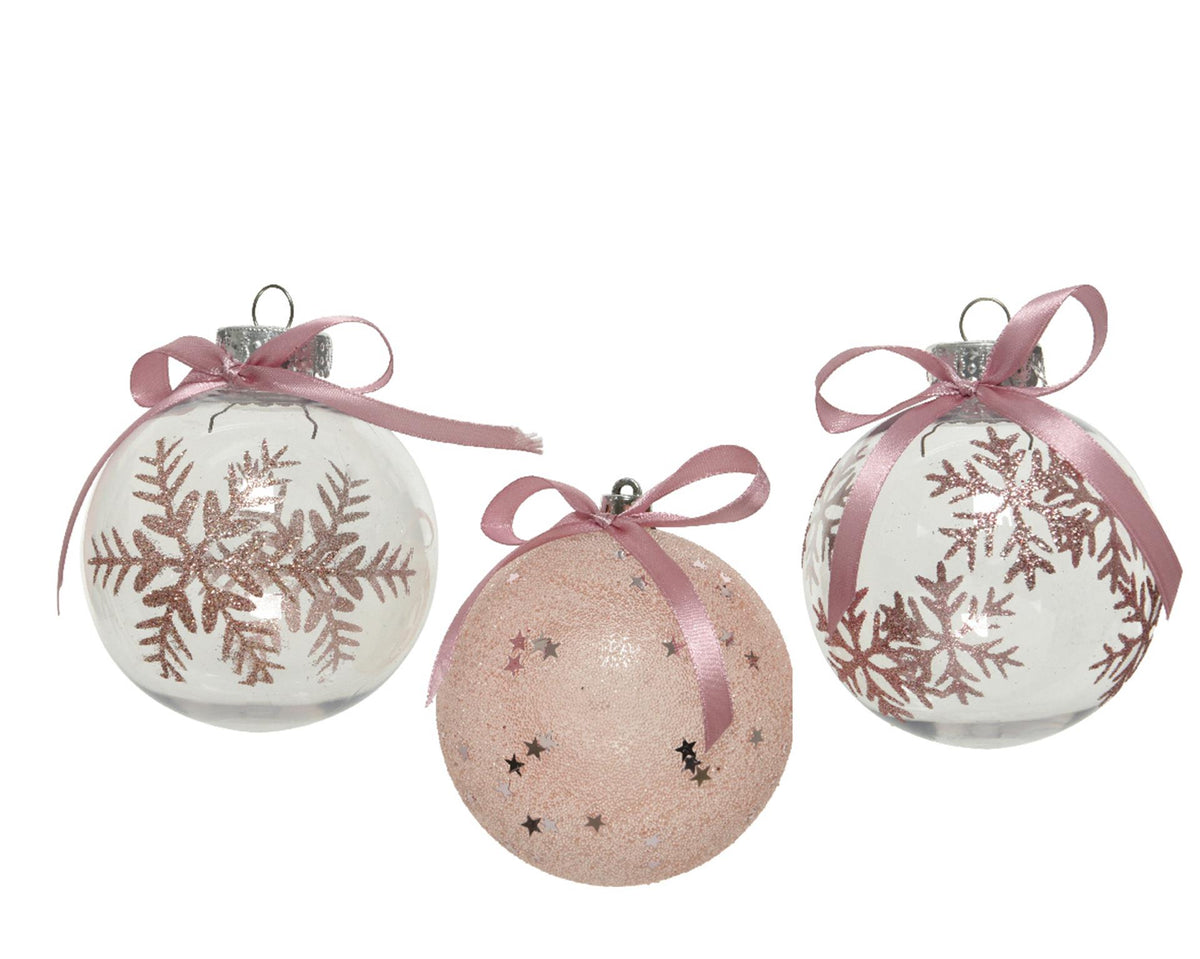 Palline di Natale Decoris mix plastica 8cm 12pz rosa