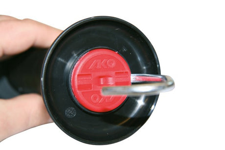 Maniglia per cancello Ako Products nera con limitatore a molla con connettore a nastro