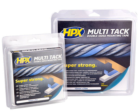Nastro multiaderente biadesivo prodotti HPX semi trasparente 12 mm x 25 m