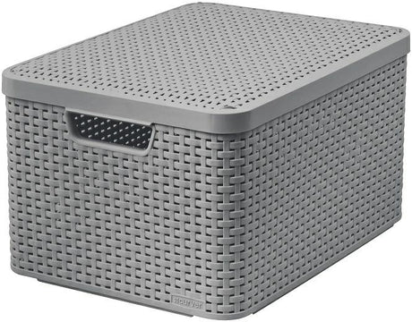 Scatola stile Curver in rattan l - cestino portaoggetti - 30 l grigio chiaro