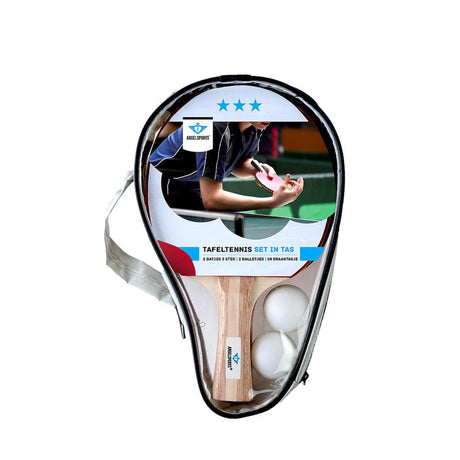 Set da ping pong Engelhart 2x racchette a 3 stelle con 2 palline in borsa con cerniera