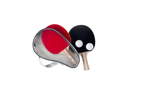 Set da ping pong Engelhart 2x racchette a 3 stelle con 2 palline in borsa con cerniera