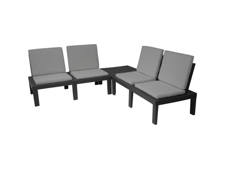 Set da giardino Pro Garden Molok 5 pezzi grigio con cuscini grigi, per 4 persone.