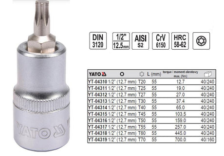 Yato torx-pinsleutel 1 2 t25x 55mm