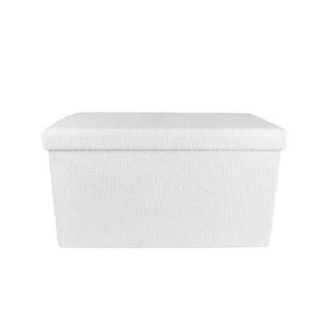 Panca portaoggetti pieghevole Rinske in legno color crema bouclã© 70x38x38 cm