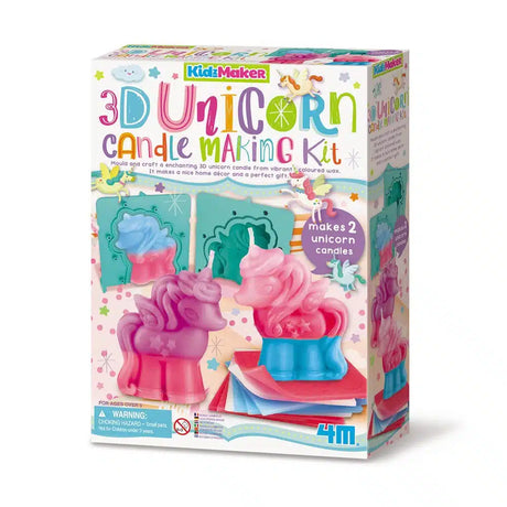 4m di creazioni - crea le tue candele unicorno 3D - 2 unicorni - pacchetto hobby - kidzmaker - 8 anni