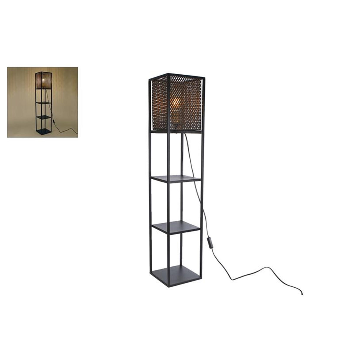 Lampada da terra Cosydecor francese nera 20x20x100 cm