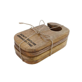 Set sottobicchieri Cosydecor Drinking Time naturale 4 pezzi mango 16x8,5x0,8 cm