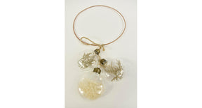 Ring glass dried flowers inside transparent dia17.50cm