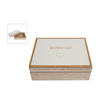 Scatola portaoggetti il regalo più grande in legno beige 12x9x4 cm