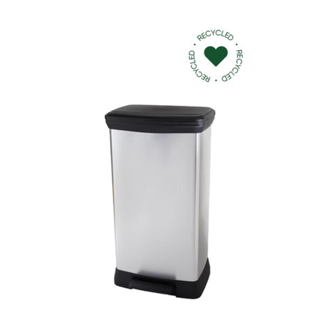 Pattumiera Curver decobin duo - 23l+23l - rettangolare - metallizzata