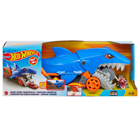 Set da gioco Mattel Hot Wheels con rimorchio Shark con 1 auto