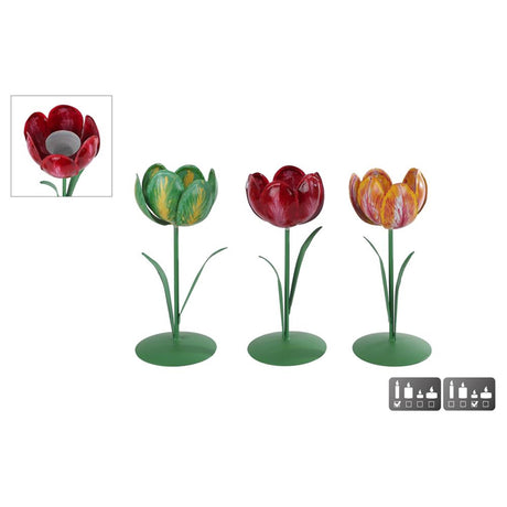 Candeliere tulipano in metallo 8x8x20cm