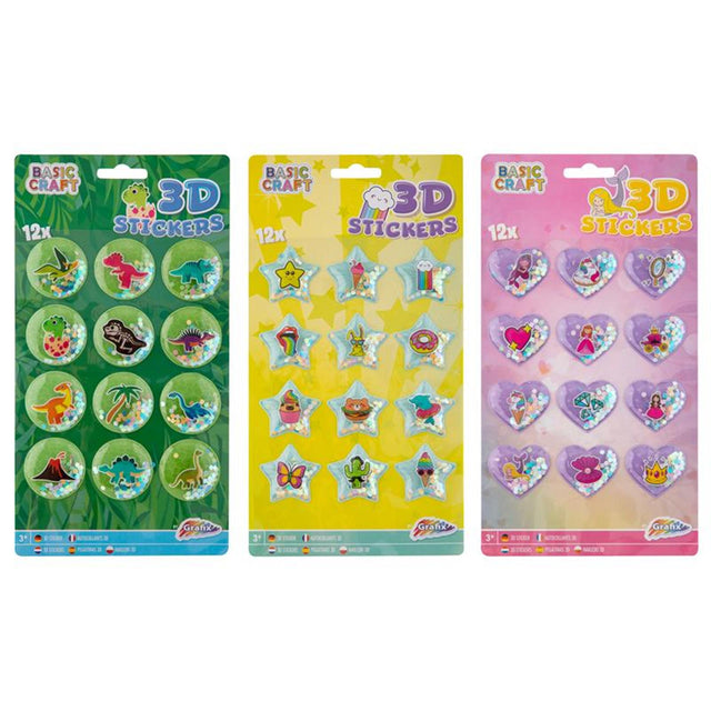 Grafix adesivi 3D glitterati 12 su foglio 26x14cm