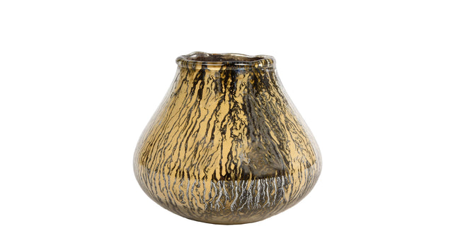 Windlicht roots amber messing glas 14x14x11,5cm