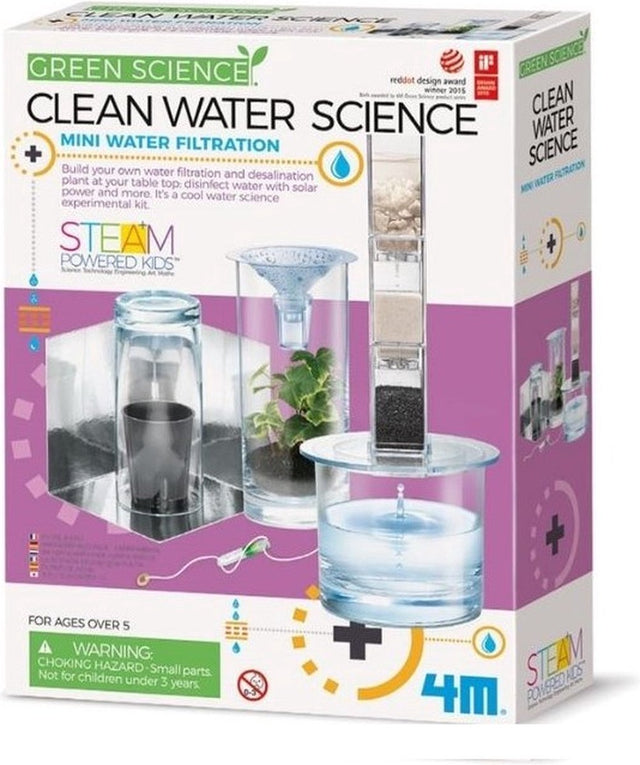 4m scienza e giochi - crea il tuo filtro per l'acqua - kit di costruzione - kidzlabs - scienza verde - 8+