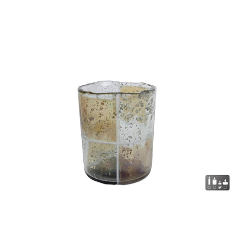 Cozydecor portacandele in blocchi di vetro 7,5x7,5x9 cm marrone verde