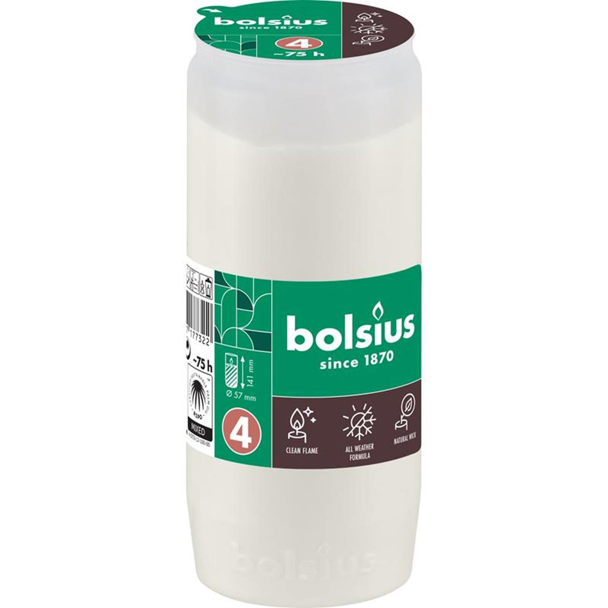Lampada tombale Bolsius compo n.4 bianca