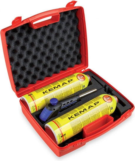 Set per brasatura saldatore professionale Kemper in valigetta - 2400 °C - incl. 2 cartucce per saldatura dura e dolce