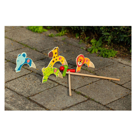 Croquet di animali in legno di gioco all'aperto