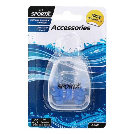 Sportx adulti clip per naso e tappi per le orecchie 2 stelle blu