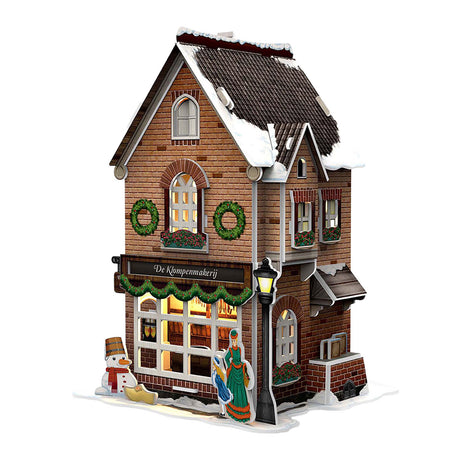 Divertimento cubico Puzzle 3D fabbrica di zoccoli Illuminazione a LED Giocattoli del villaggio di Natale.