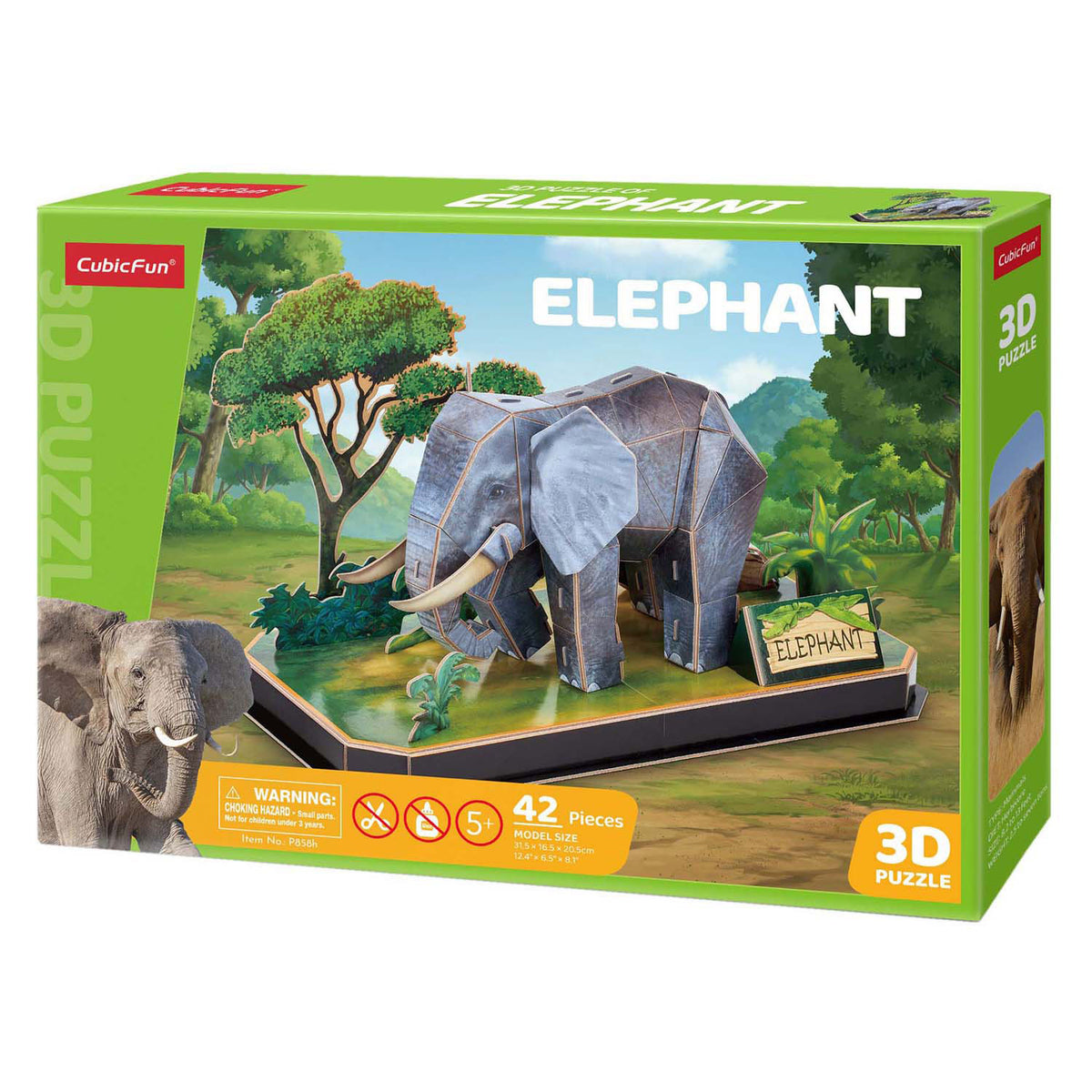Divertente puzzle 3D elefante cubico - 42 pezzi - adatto a bambini a partire da 8 anni