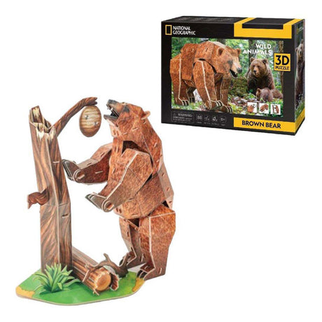 Divertente puzzle 3D geografico nazionale cubico dell'orso bruno - 88 pezzi - 8+ anni
