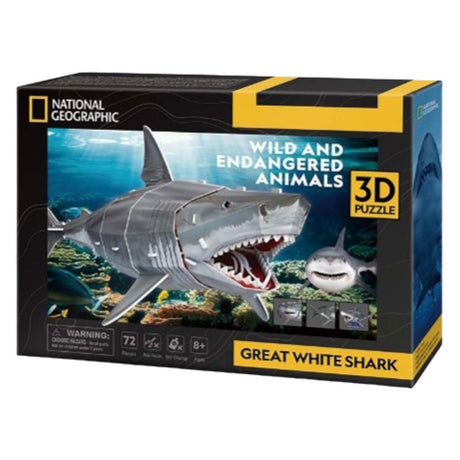 Divertimento cubico geografico nazionale - puzzle 3d - squalo bianco