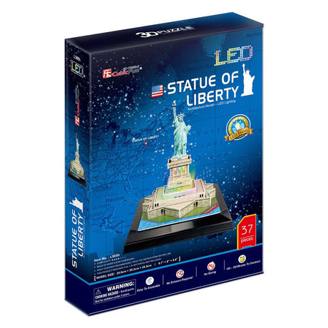 Divertente puzzle 3D cubico Statua della Libertà con illuminazione a LED