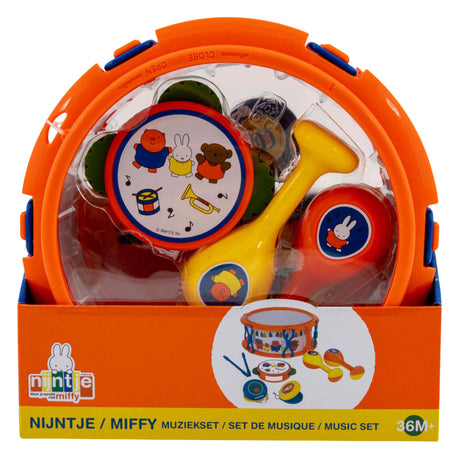 Rubo Toys Set musicale Miffy - tamburello - tamburo - ciak - maracas - strumenti giocattolo